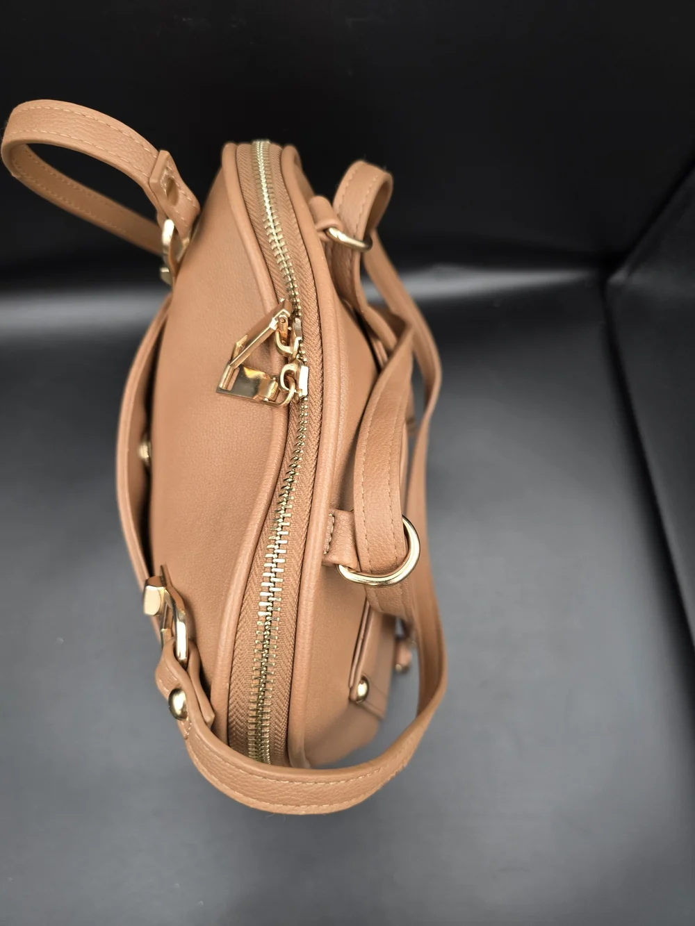 Miztique Tan Compact Backpack with Gold Hardware